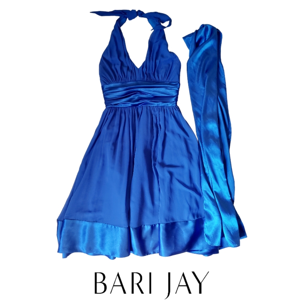 Bari Jay Blue Halter Neck Swing Dress